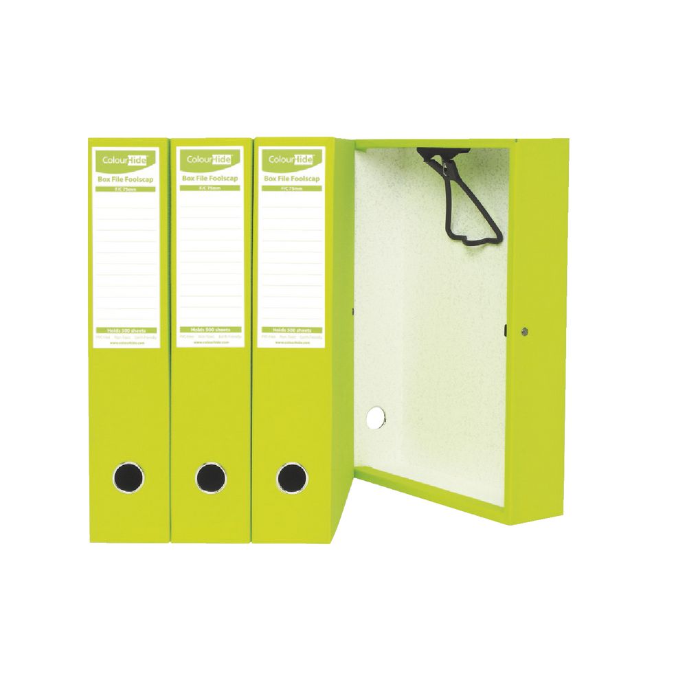 ColourHide Box File Foolscap PE Lime