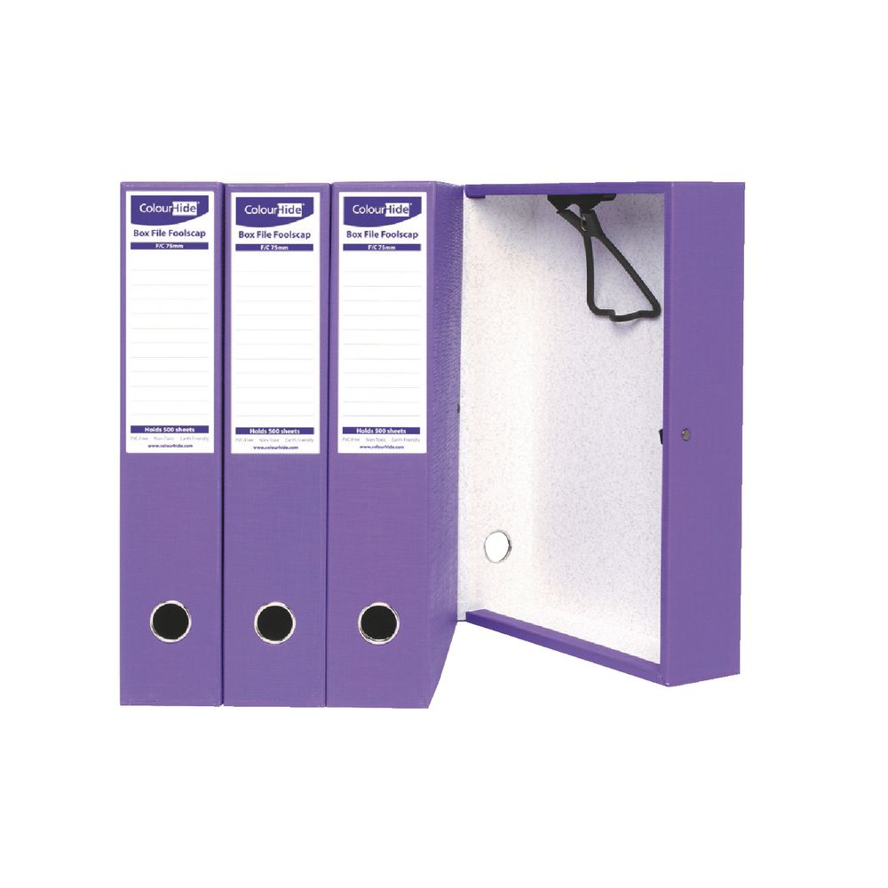 ColourHide Box File Foolscap PE Purple
