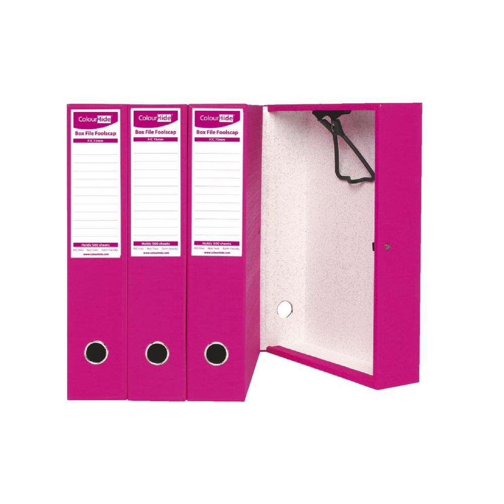 ColourHide Box File Foolscap PE Pink
