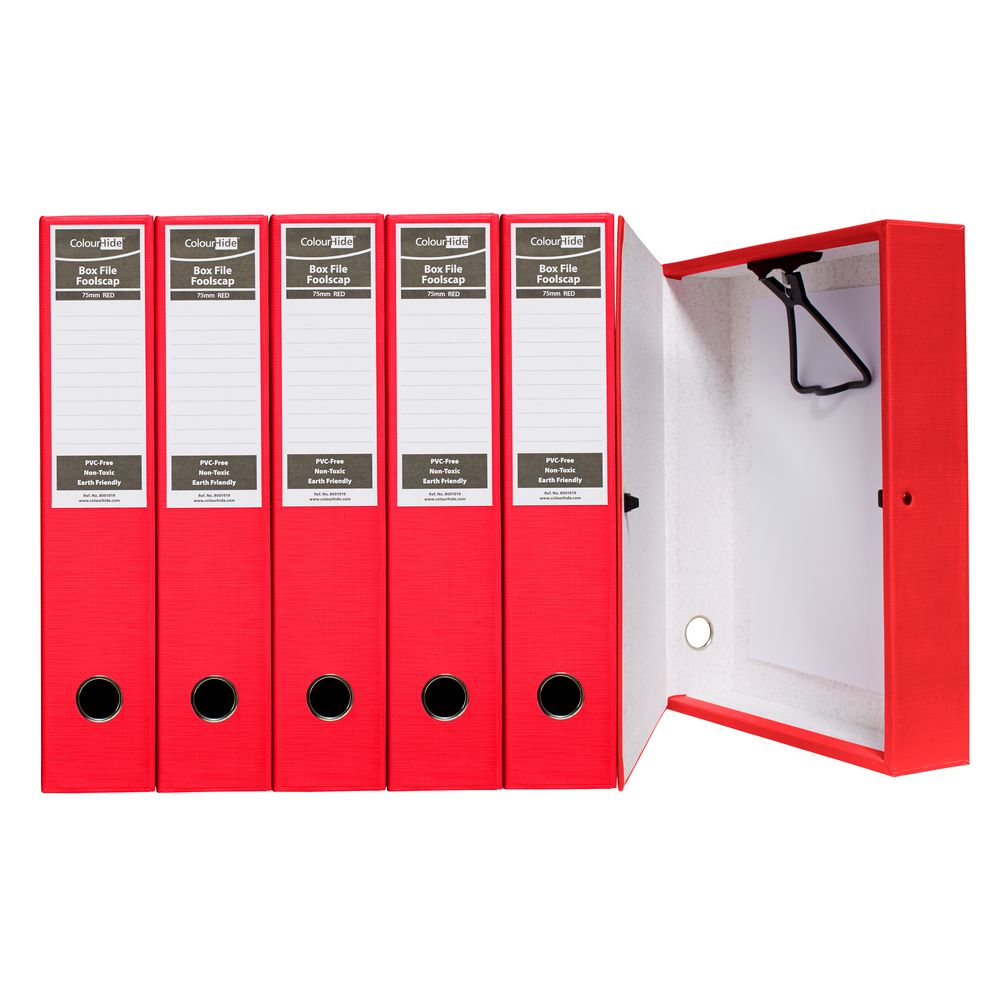 ColourHide Box File Foolscap PE Red