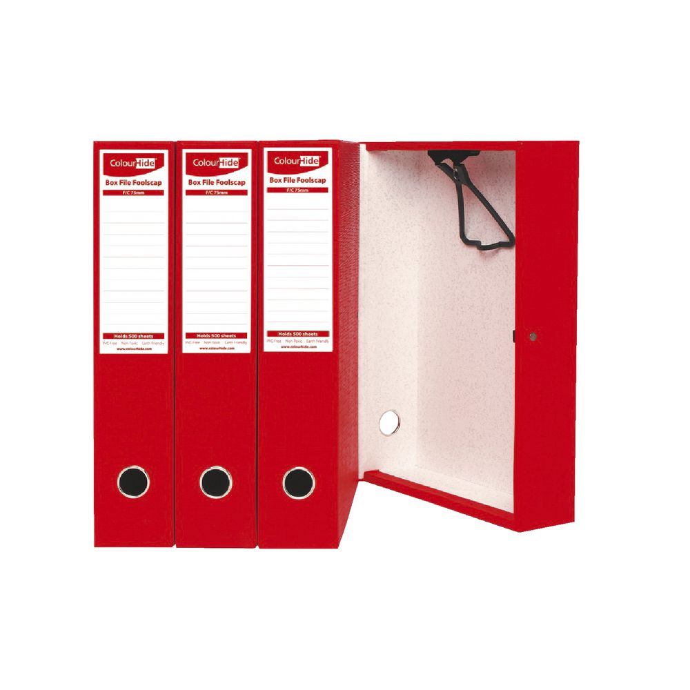 ColourHide Box File Foolscap PE Red