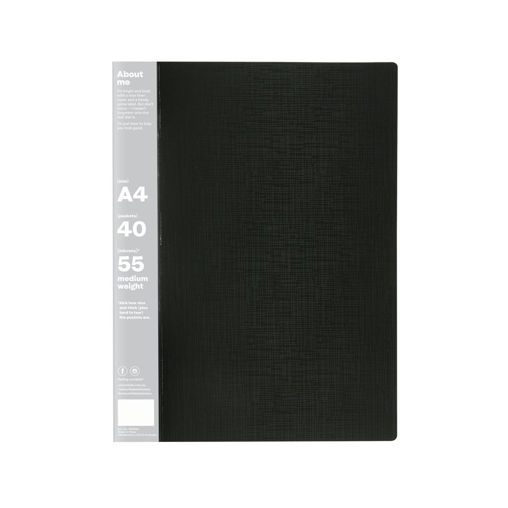 ColourHide My Big Display Book A4 Fixed 40 Pocket Black