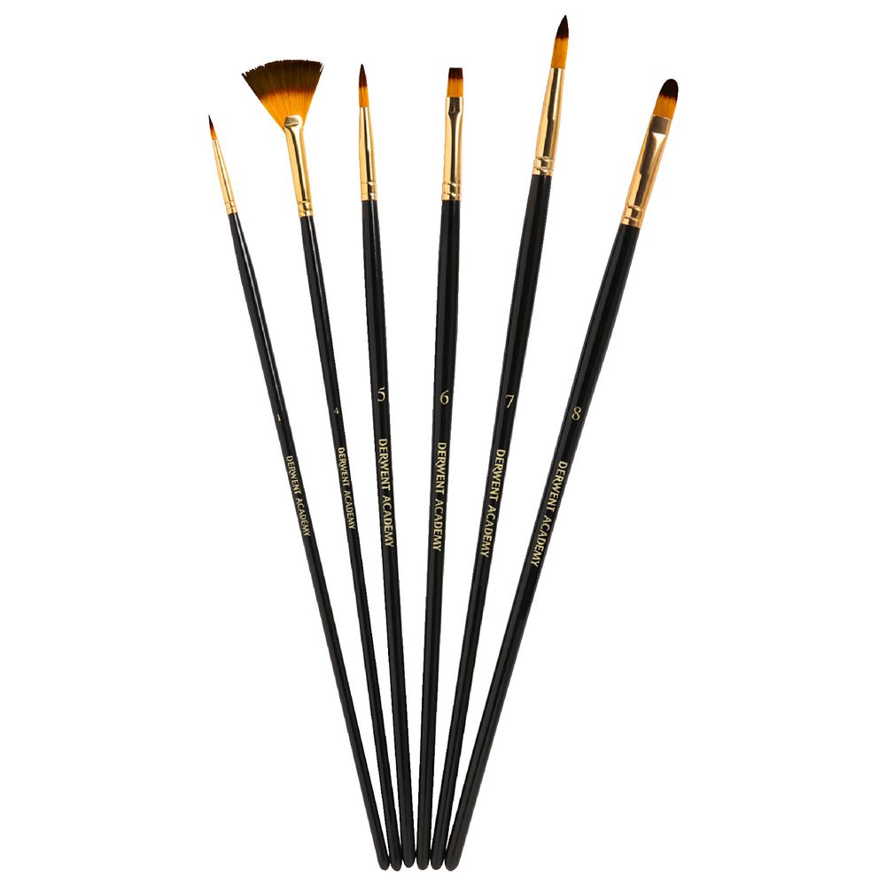 Derwent Academy Taklon Paintbrush Large 6 Pack