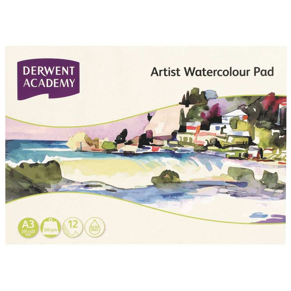 Derwent Academy A3 Watercolour Pad Landscape 12 Sheet