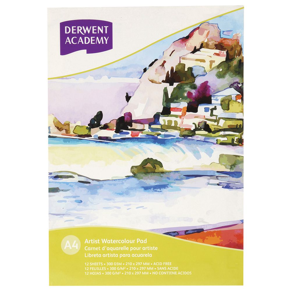 Derwent Academy A4 Watercolour Pad 12 Sheet