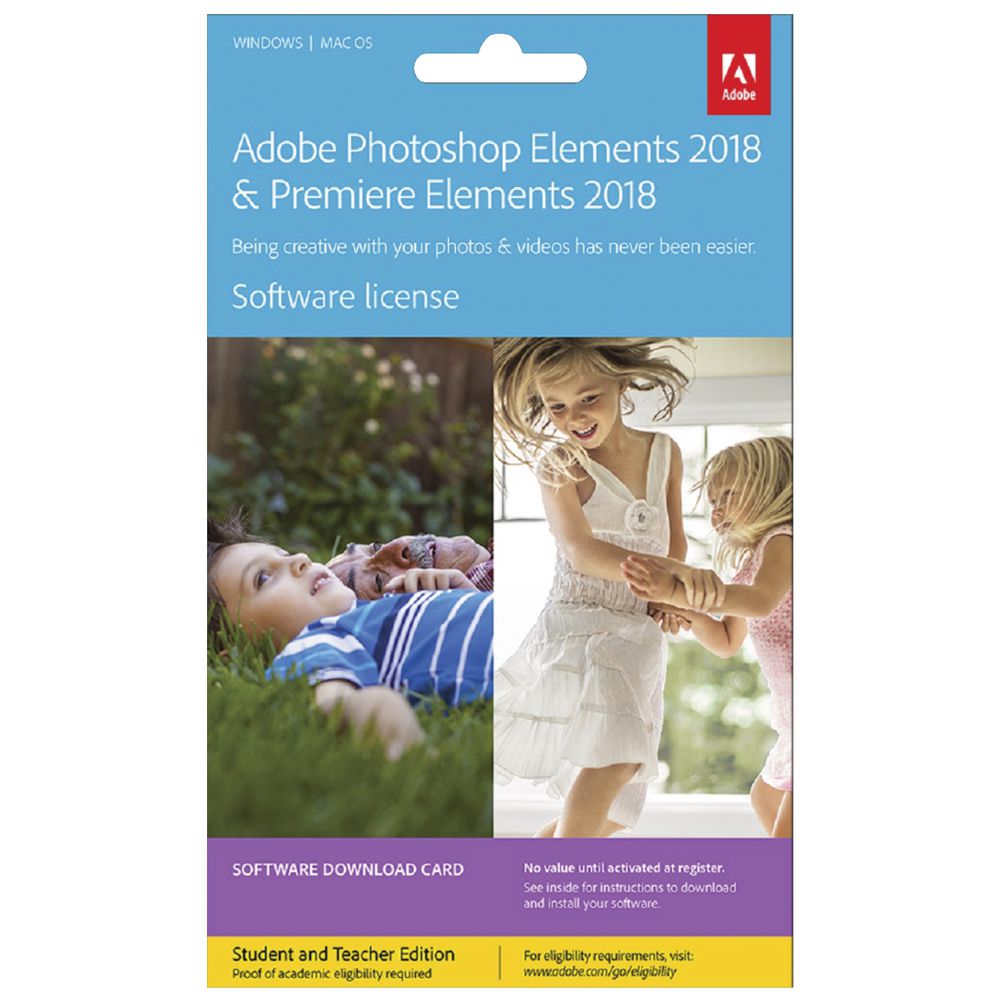 Adobe Photoshop and Premiere Elements 2018 Education Card