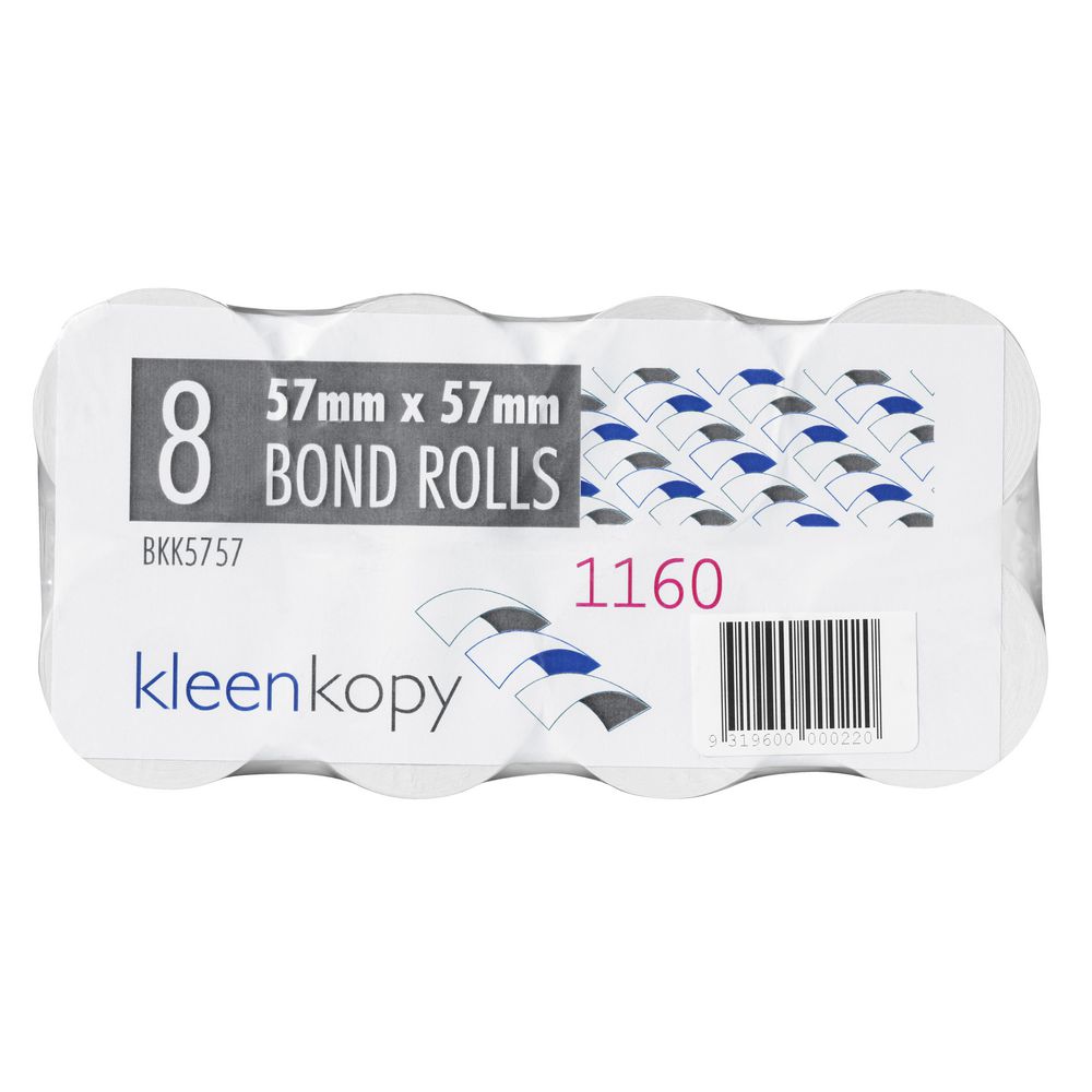 KleenKopy Bond Register Rolls 57 x 57 mm 8 Pack
