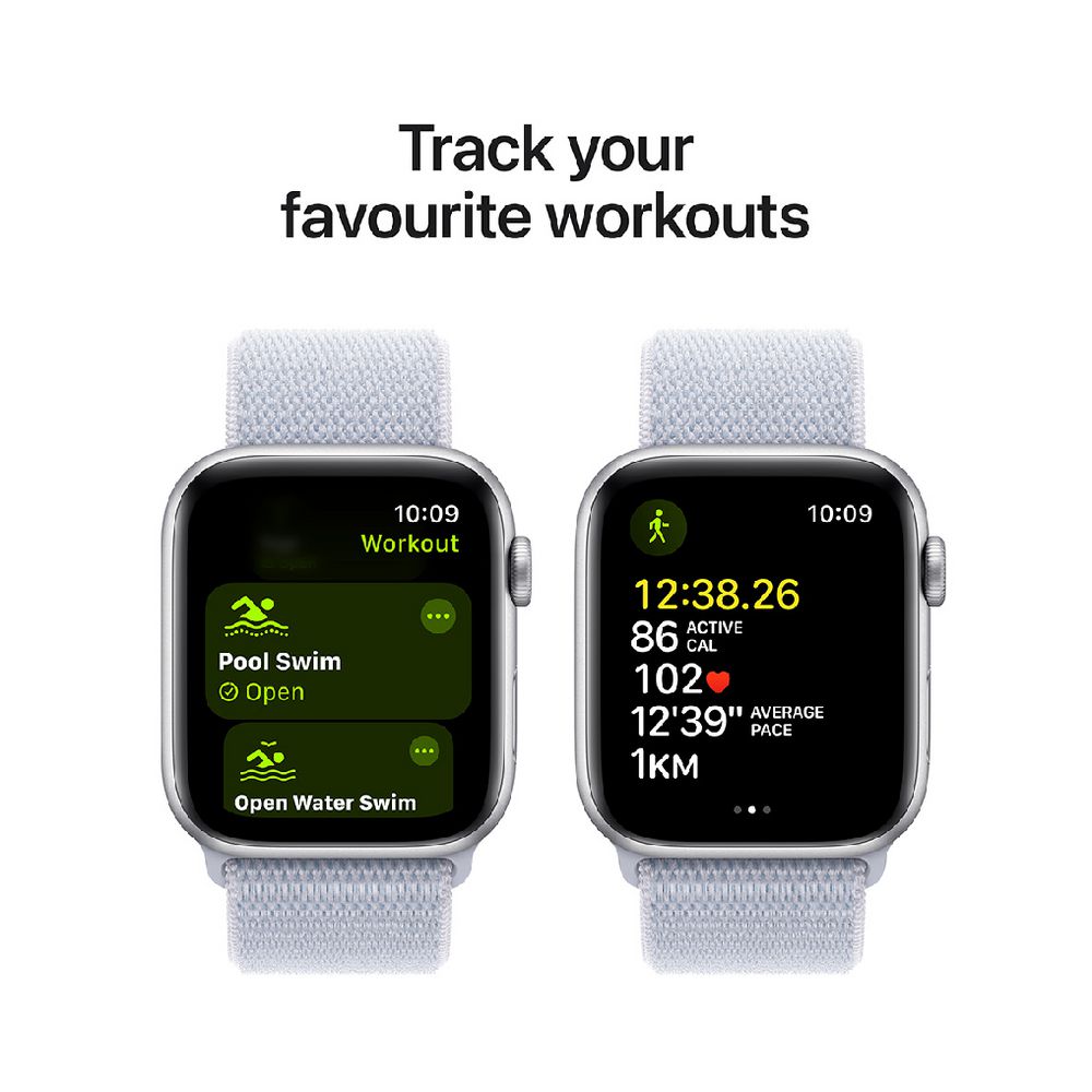 Apple Watch SE GPS 44mm Silver Case/Blue Cloud Sport Loop