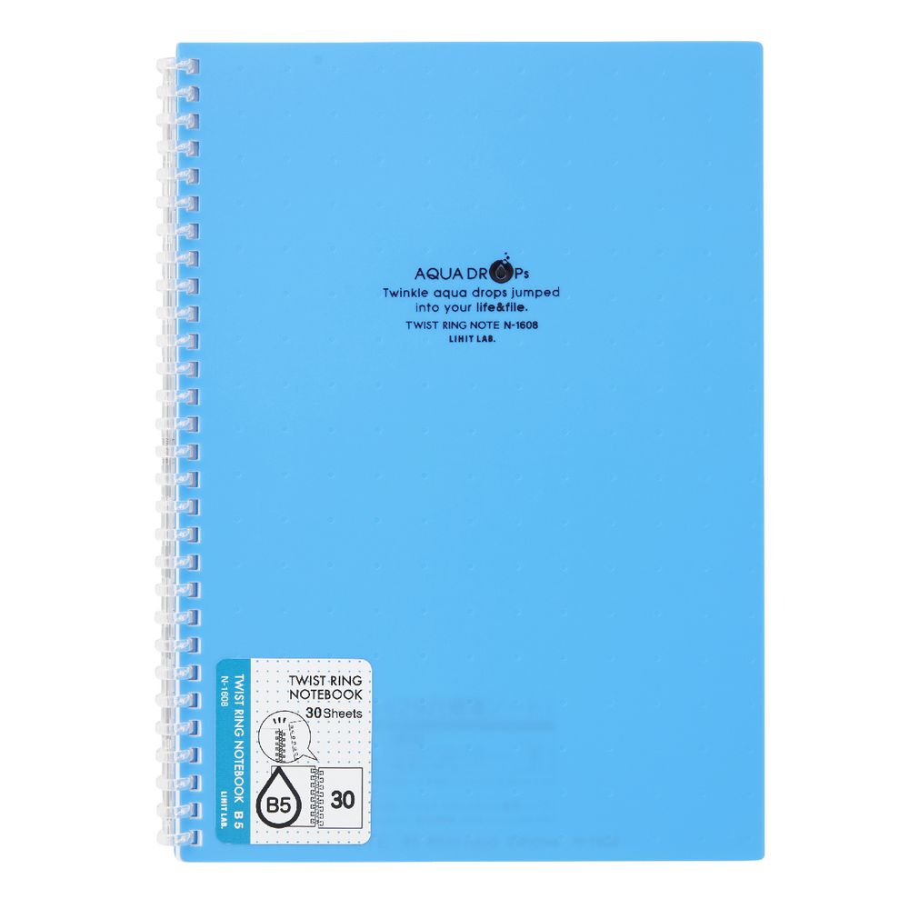 Aqua Drops Twinkle Twist Ring B5 Notebook Blue 30 Page