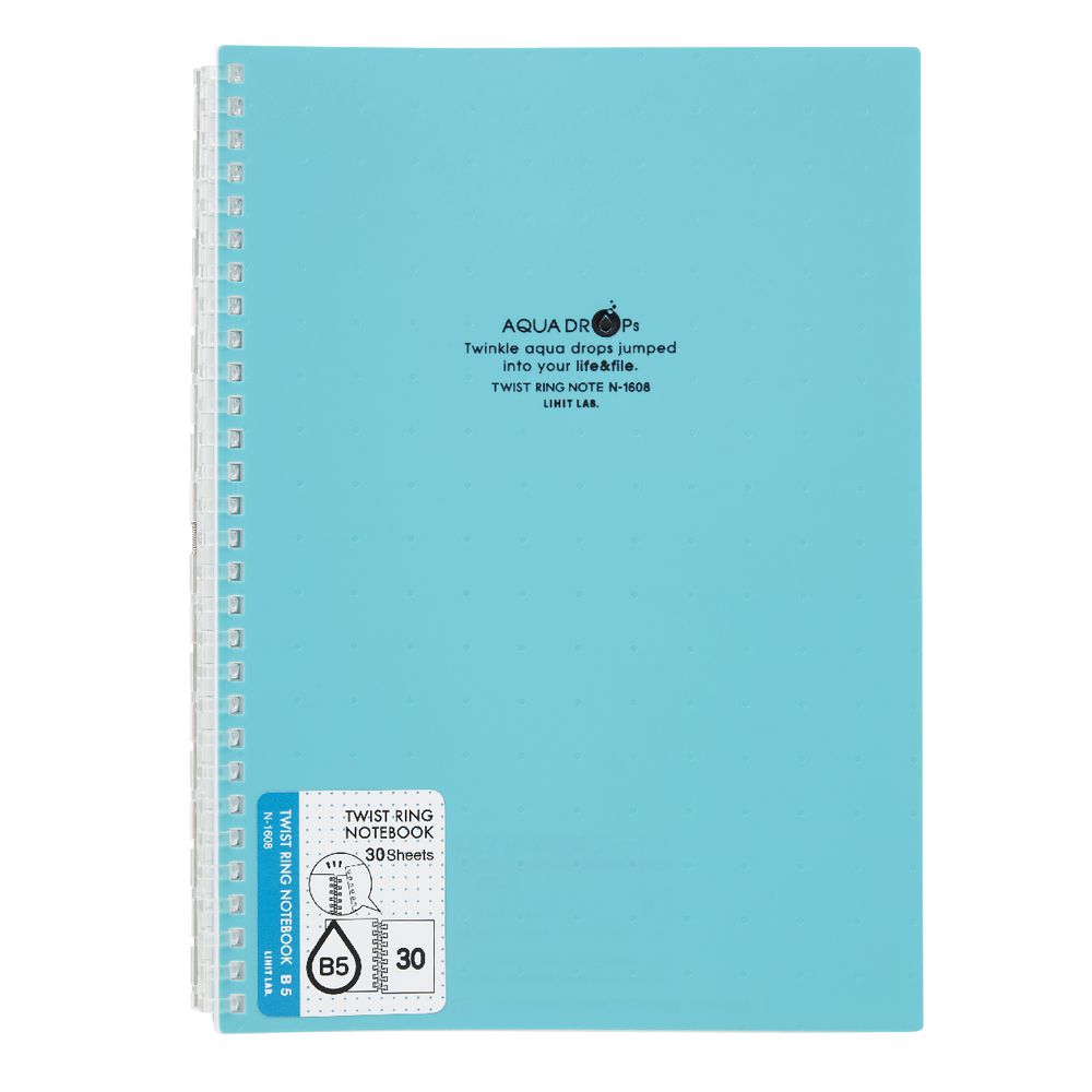 Aqua Drops Twinkle Twist Ring B5 Notebook Teal 30 Page