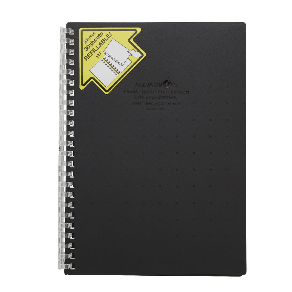 Aqua Drops Twinkle Twist Ring A5 Notebook Black 30 Page
