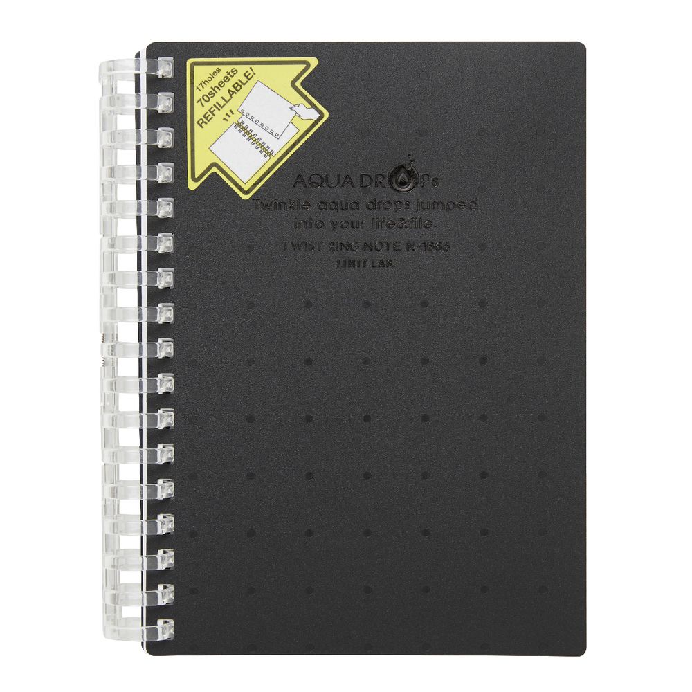 Aqua Drops Twinkle Twist Ring A6 Notebook Black 70 Page