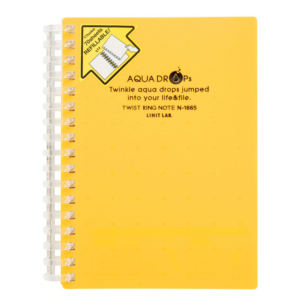 Aqua Drops Twinkle Twist Ring A6 Notebook Yellow 70 Page