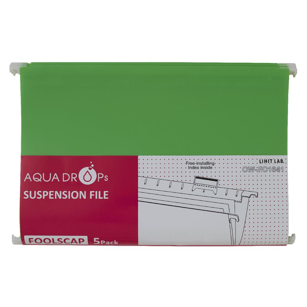 Aqua Drops Suspension File Foolscap Lime 5 Pack