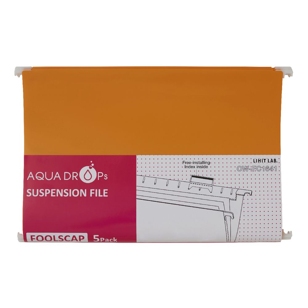 Aqua Drops Suspension File Foolscap Orange 5 Pack