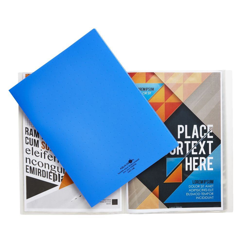 Aqua Drops A4 Display Book 20 Pocket Fixed Blue