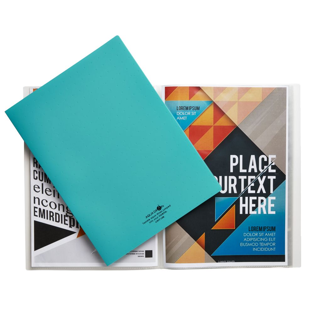 Aqua Drops A4 Display Book 20 Pocket Fixed Green