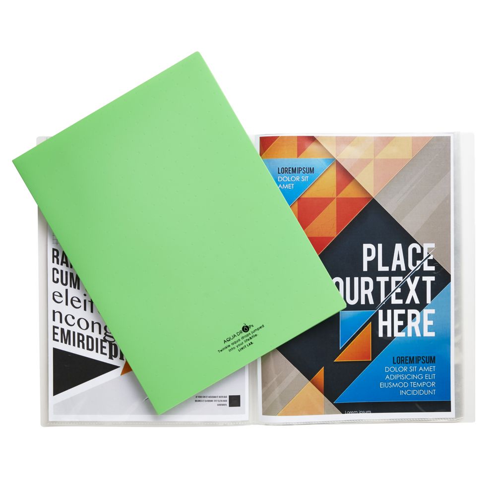 Aqua Drops A4 Display Book 20 Pocket Fixed Lime