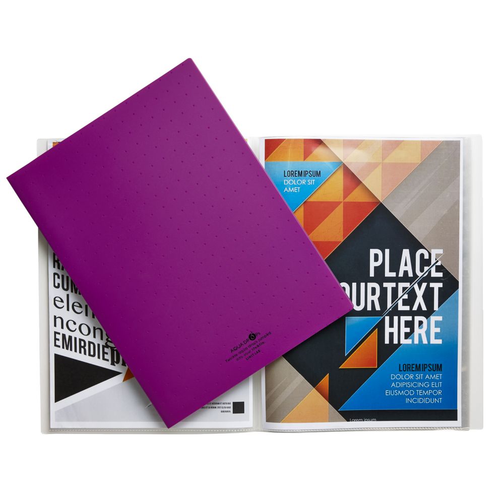 Aqua Drops A4 Display Book 20 Pocket Fixed Purple