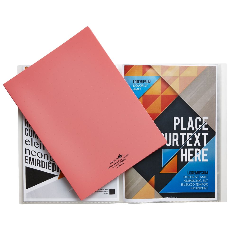 Aqua Drops A4 Display Book 20 Pocket Fixed Pink
