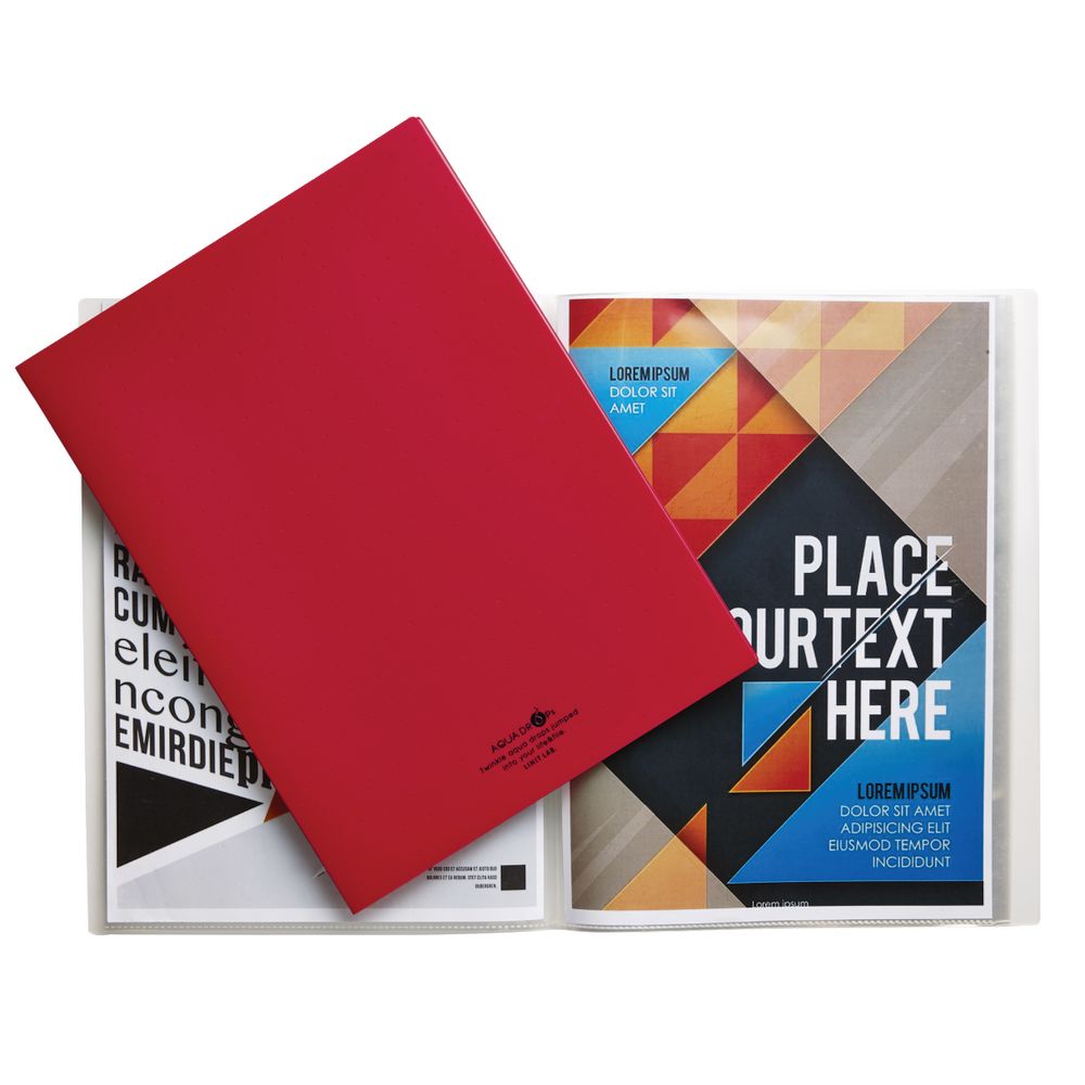 Aqua Drops A4 Display Book 20 Pocket Fixed Red