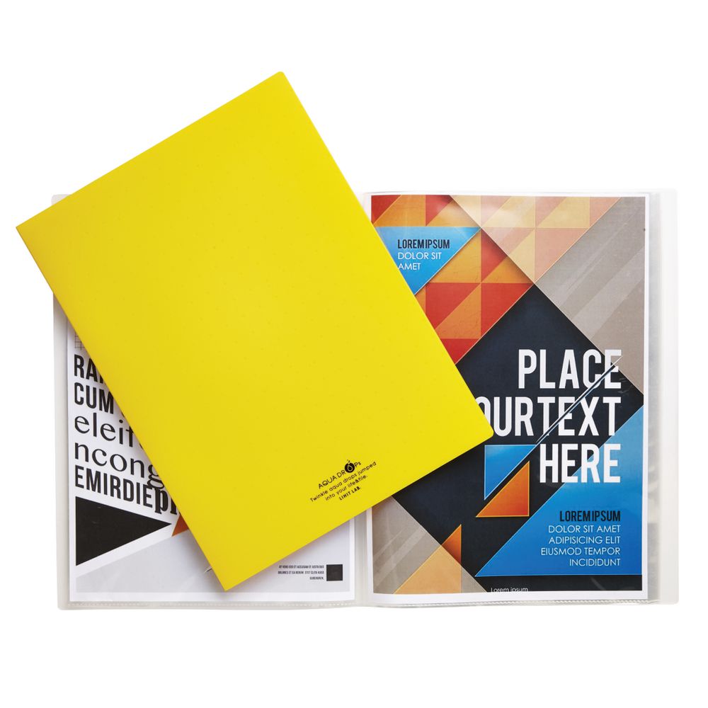 Aqua Drops A4 Display Book 20 Pocket Fixed Yellow