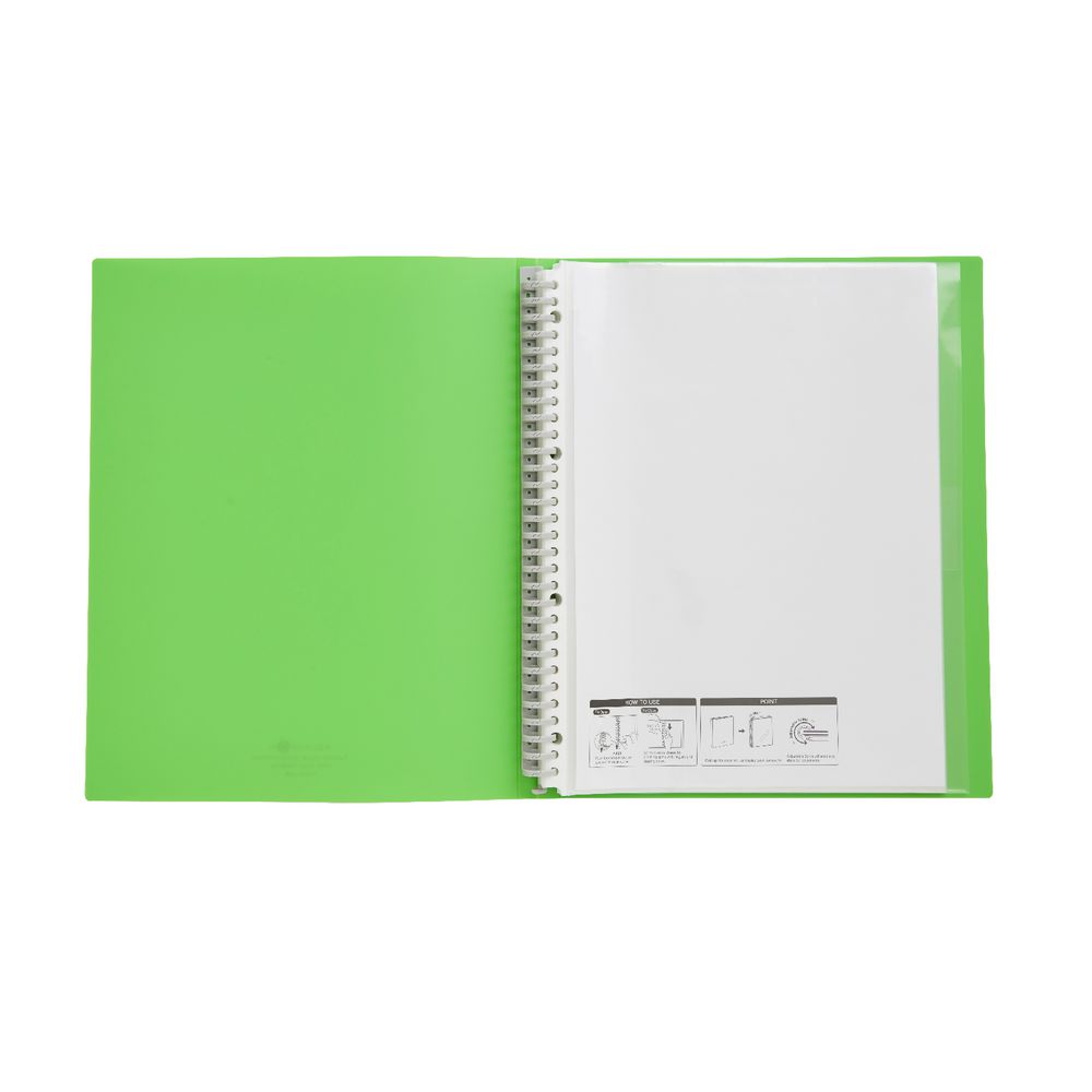 Aqua Drops Display Book A4 30 Pocket Refillable Lime