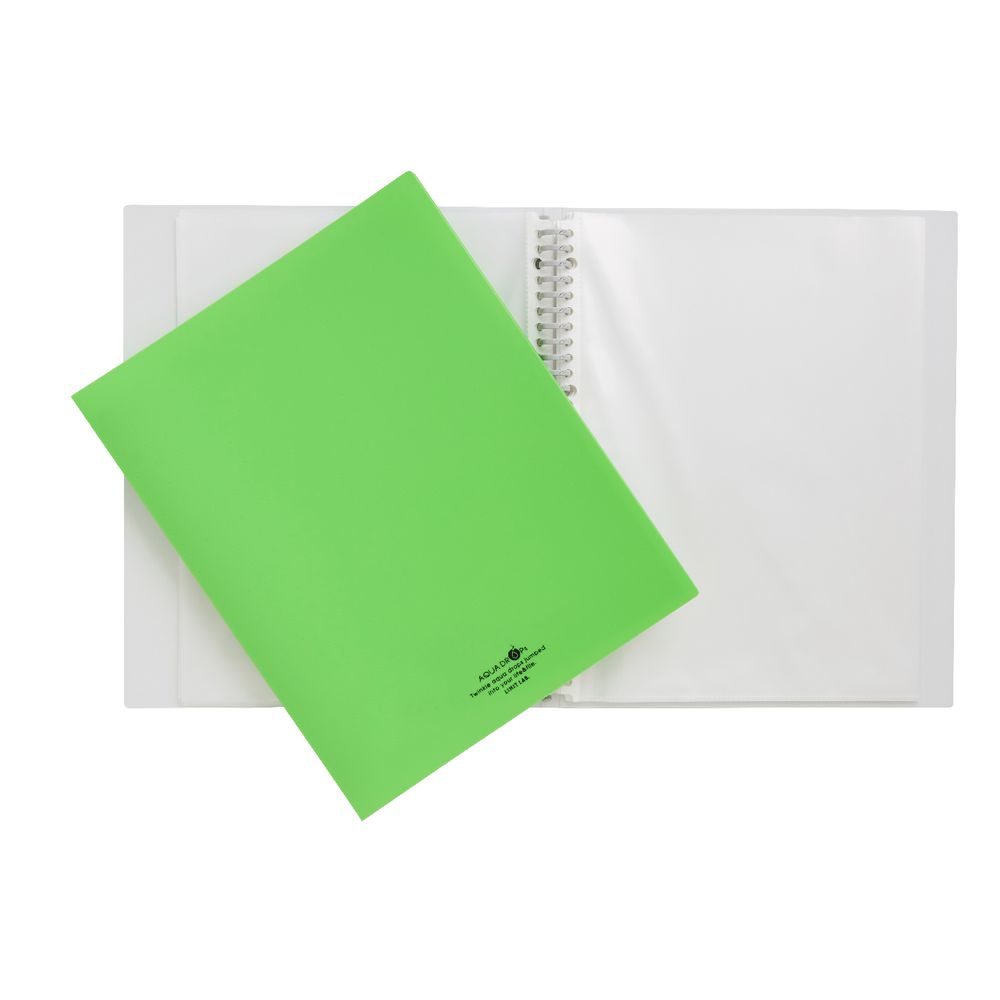 Aqua Drops Display Book A4 30 Pocket Refillable Lime