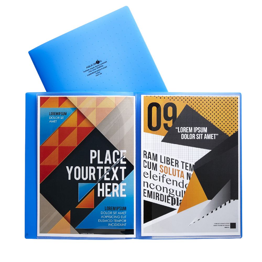 Aqua Drops A4 Display Book 6 Open Page Blue