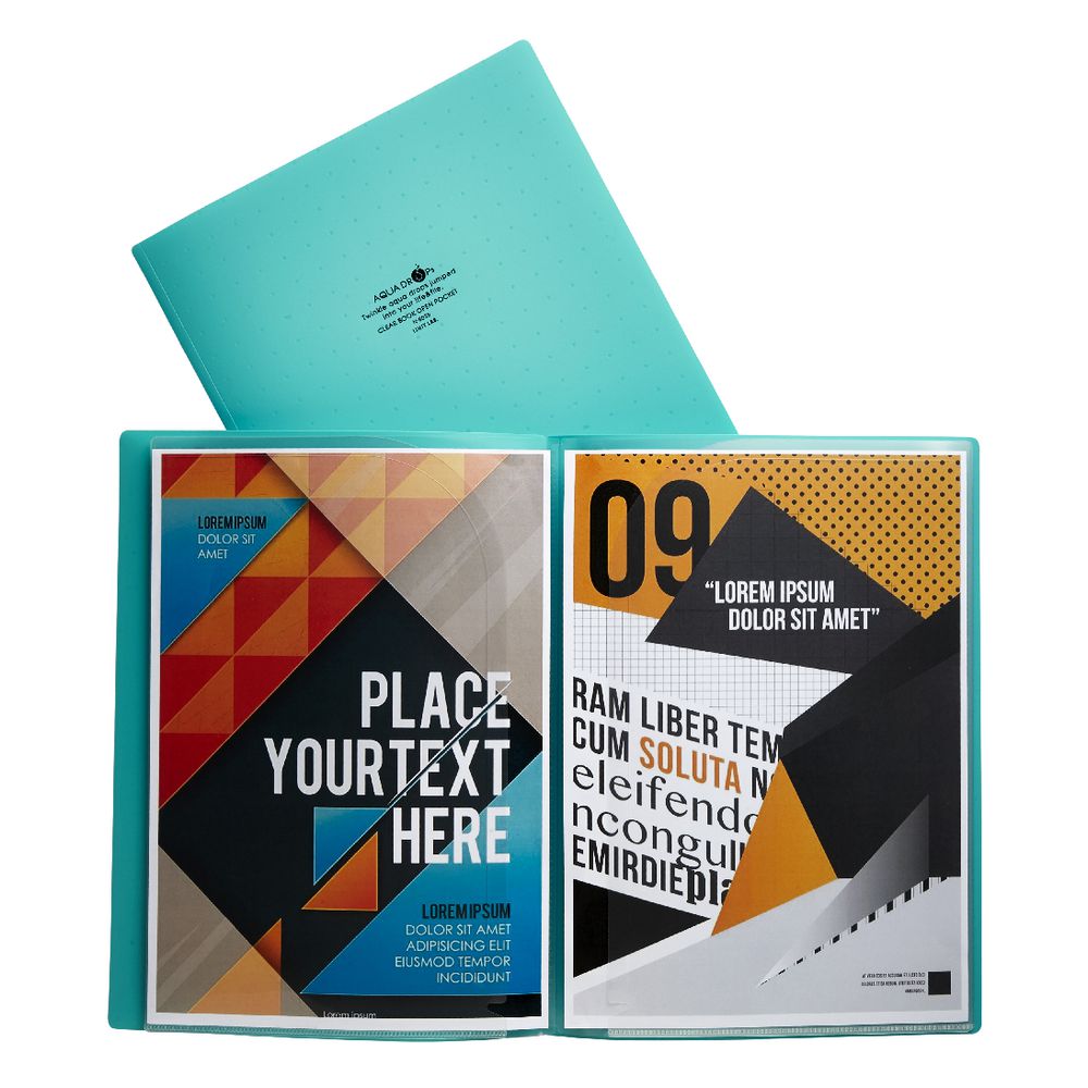 Aqua Drops A4 6 Page Pocket File Green