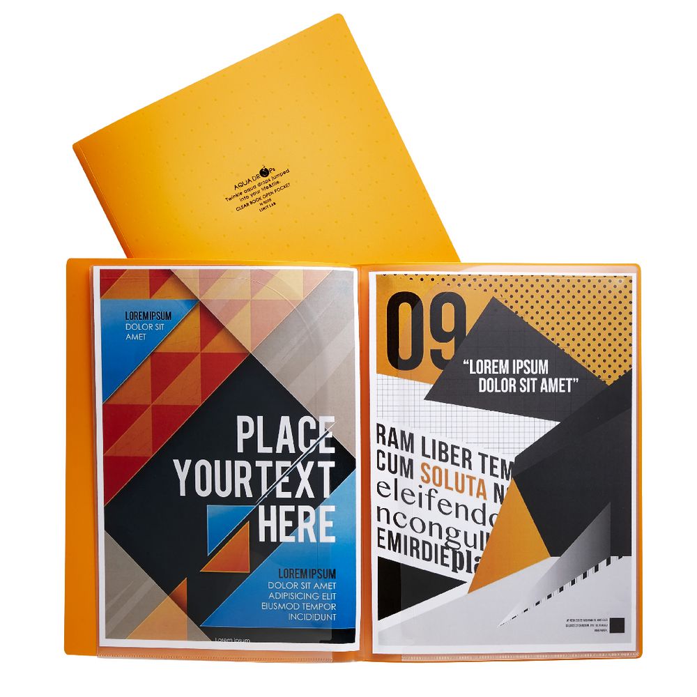 Aqua Drops A4 6 Page Pocket File Orange