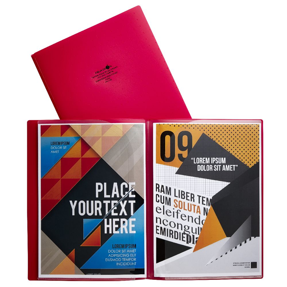 Aqua Drops A4 Display Book 6 Open Page Red