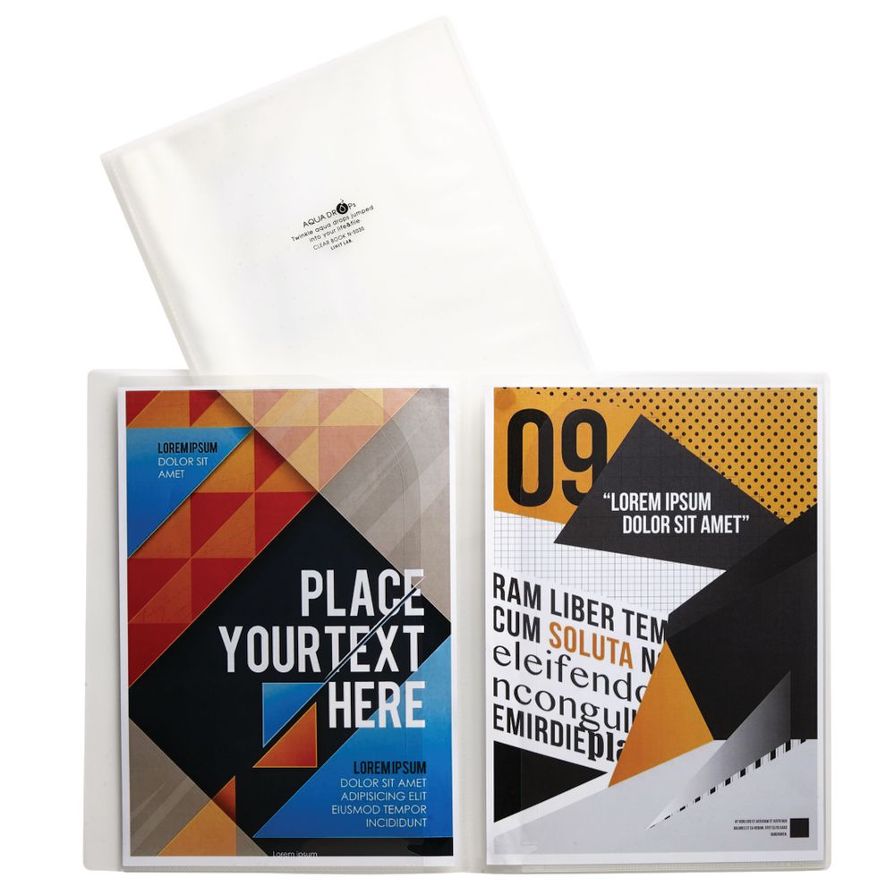 Aqua Drops A4 Display Book 6 Open Page White