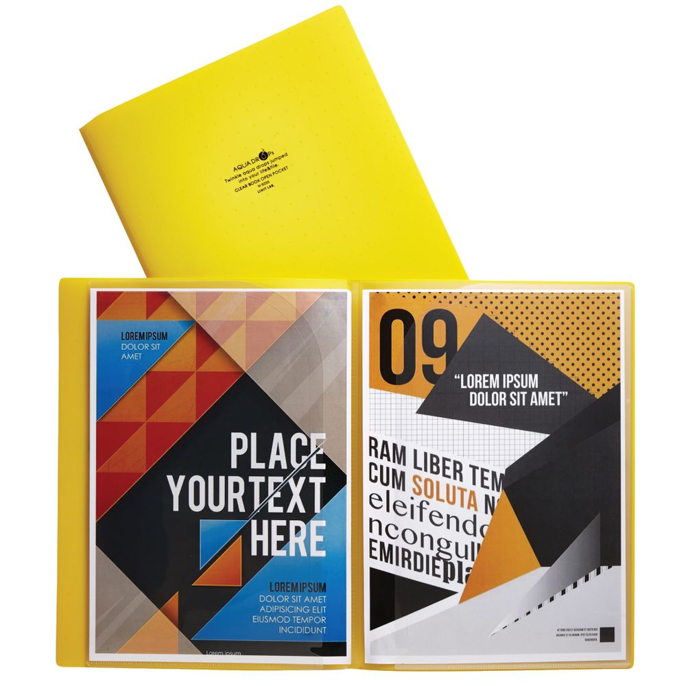 Aqua Drops A4 Display Book 6 Open Page Yellow
