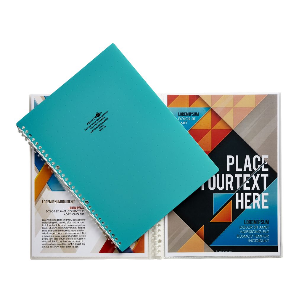 Aqua Drops Refillable Display Book A4 10 Pocket Green
