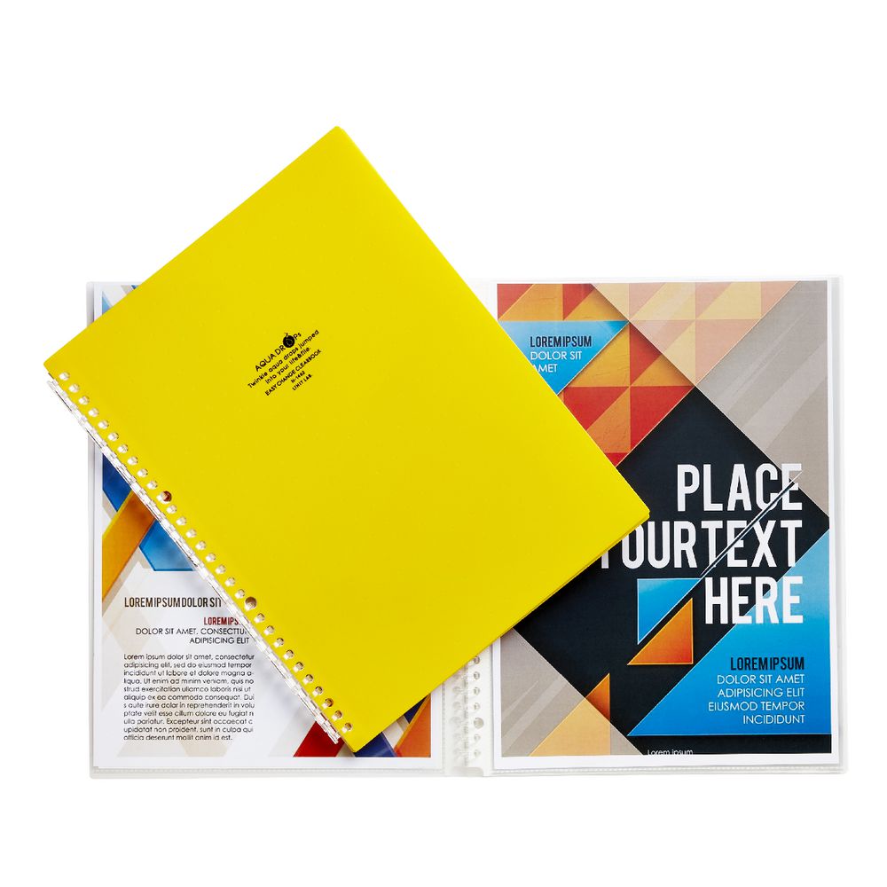 Aqua Drops Refillable Display Book A4 10 Pocket Yellow