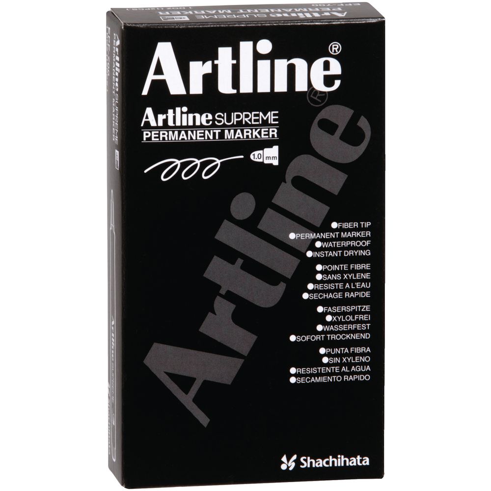Artline Supreme Permanent Marker Black 12 Pack