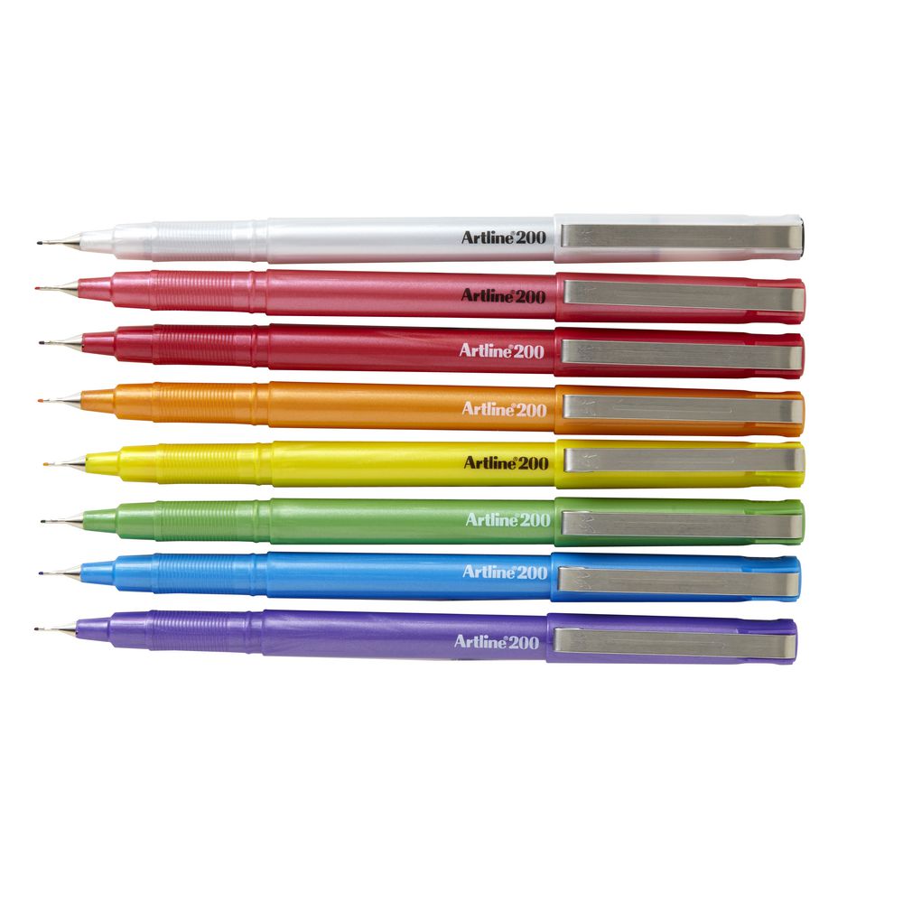 Artline 200 Fineliner Pens Assorted Brights 8 Pack