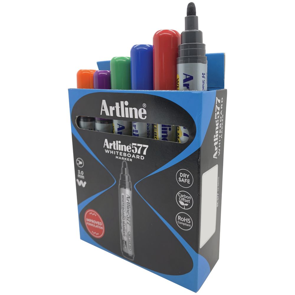 Artline 577 Whiteboard Marker Assorted 12 Pack