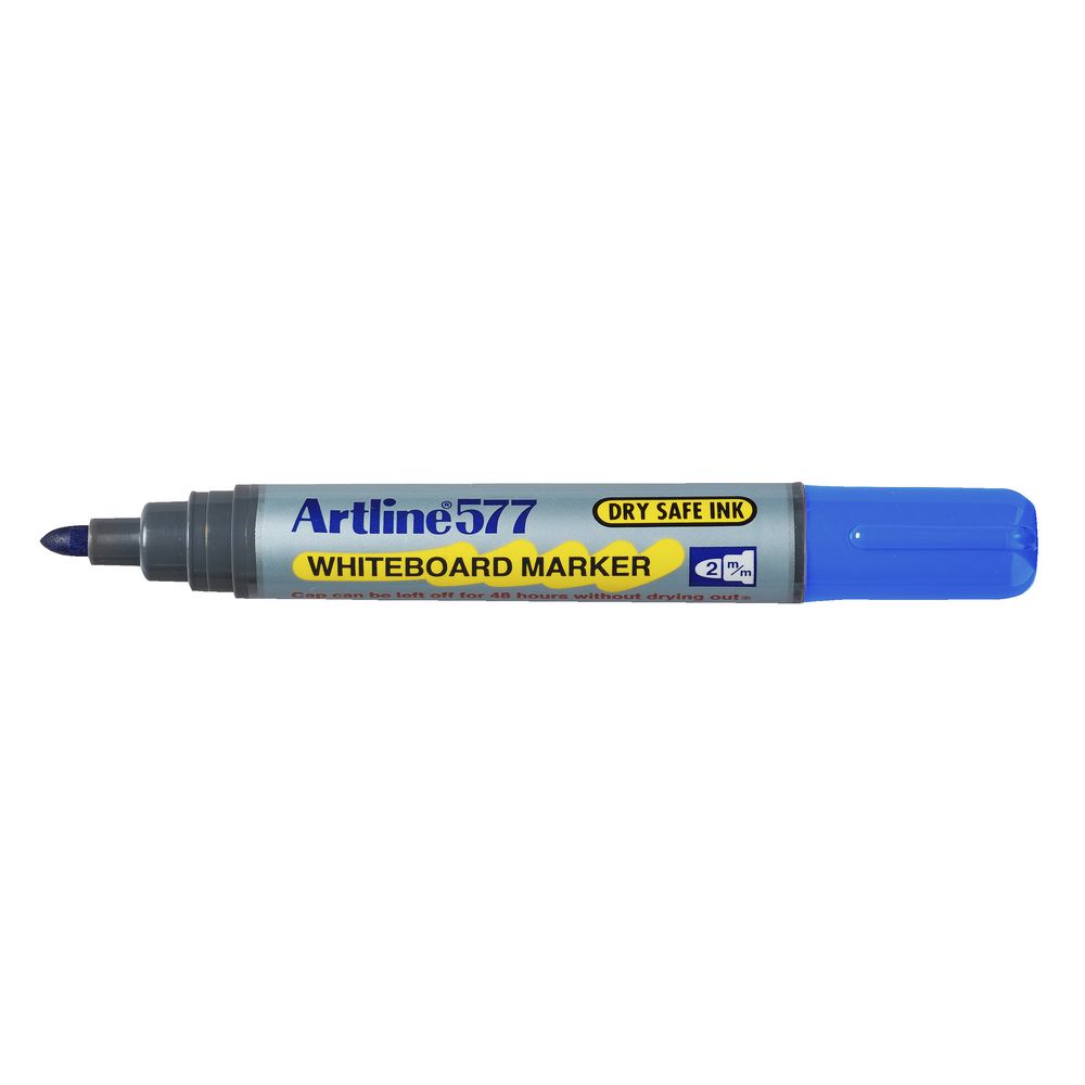 Artline 577 Drysafe Whiteboard Markers Blue 12 Pack Officeworks