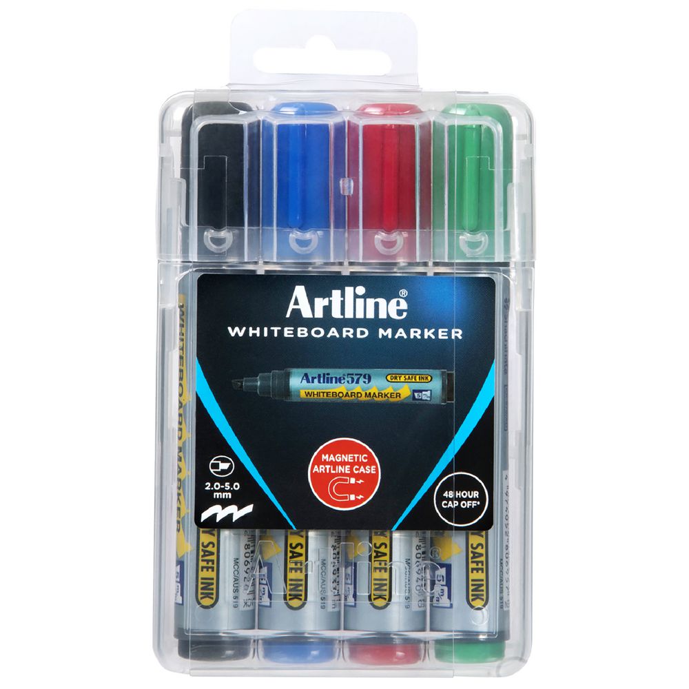 Artline 579 Whiteboard Markers Assorted 4 Pack