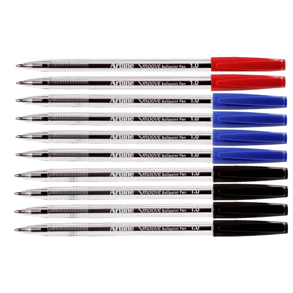 Artline Smoove Ballpoint Pens Assorted Colours 10 Pack