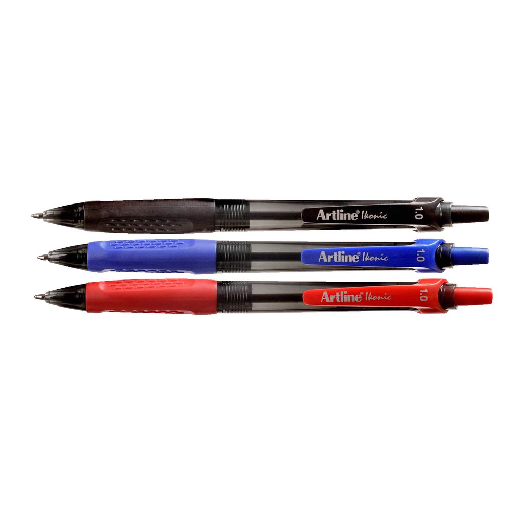 Artline Ikonic Retractable Ballpoint Pen Assorted 3 Pack