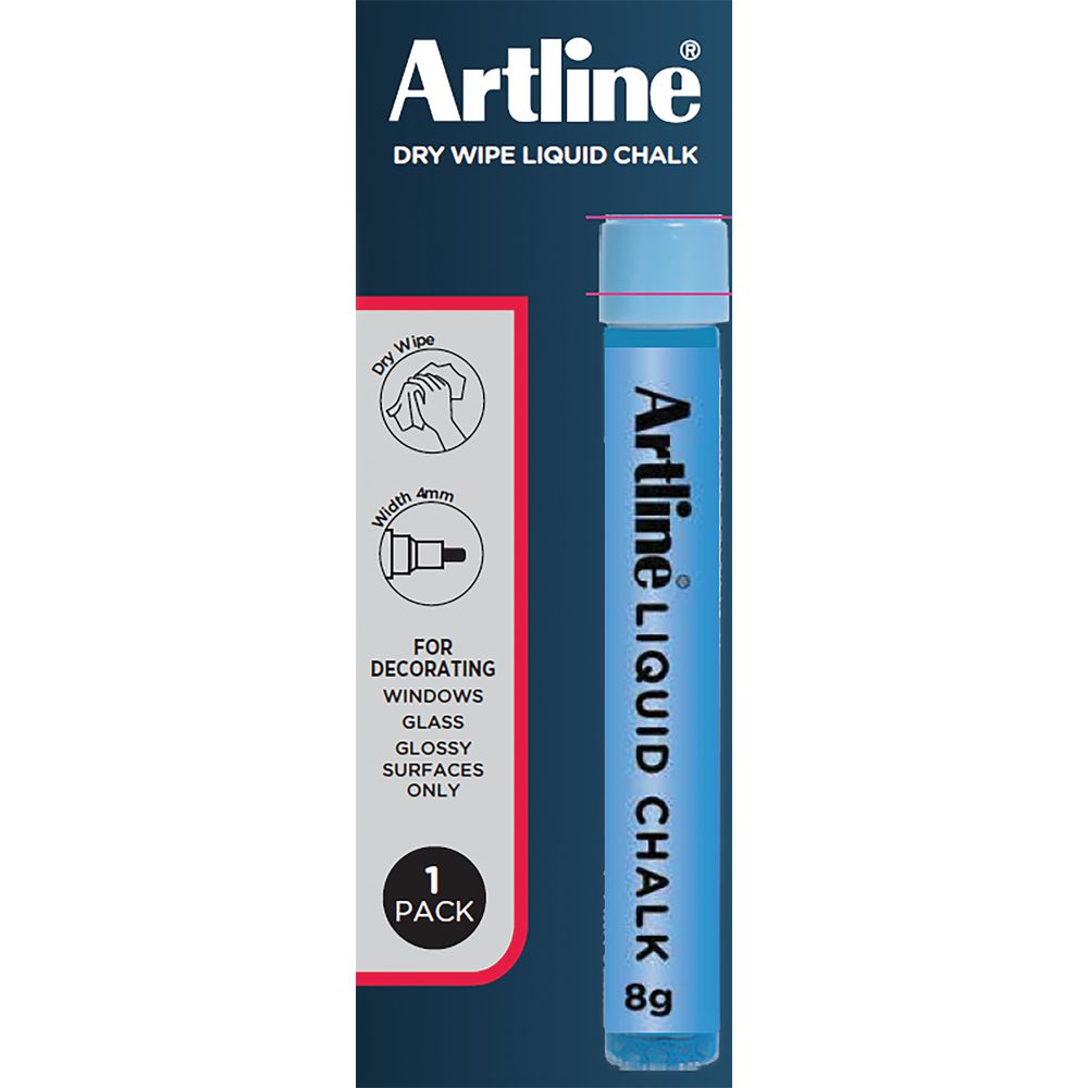 Someone Using Liquid Paper Artline Liquid Chalk Marker Bullet Blue | Officeworks