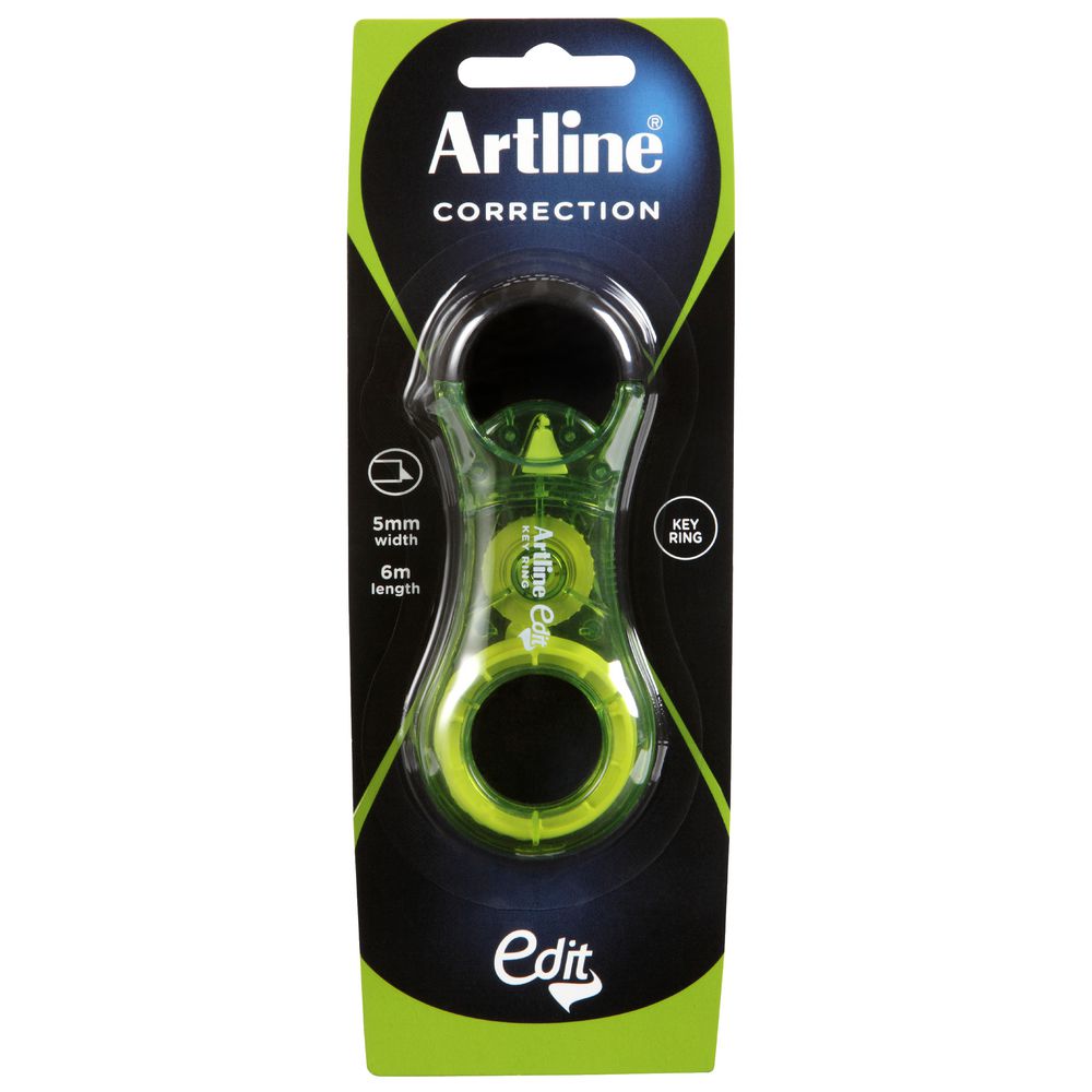 Artline Edit Keyring Correction Tape Green