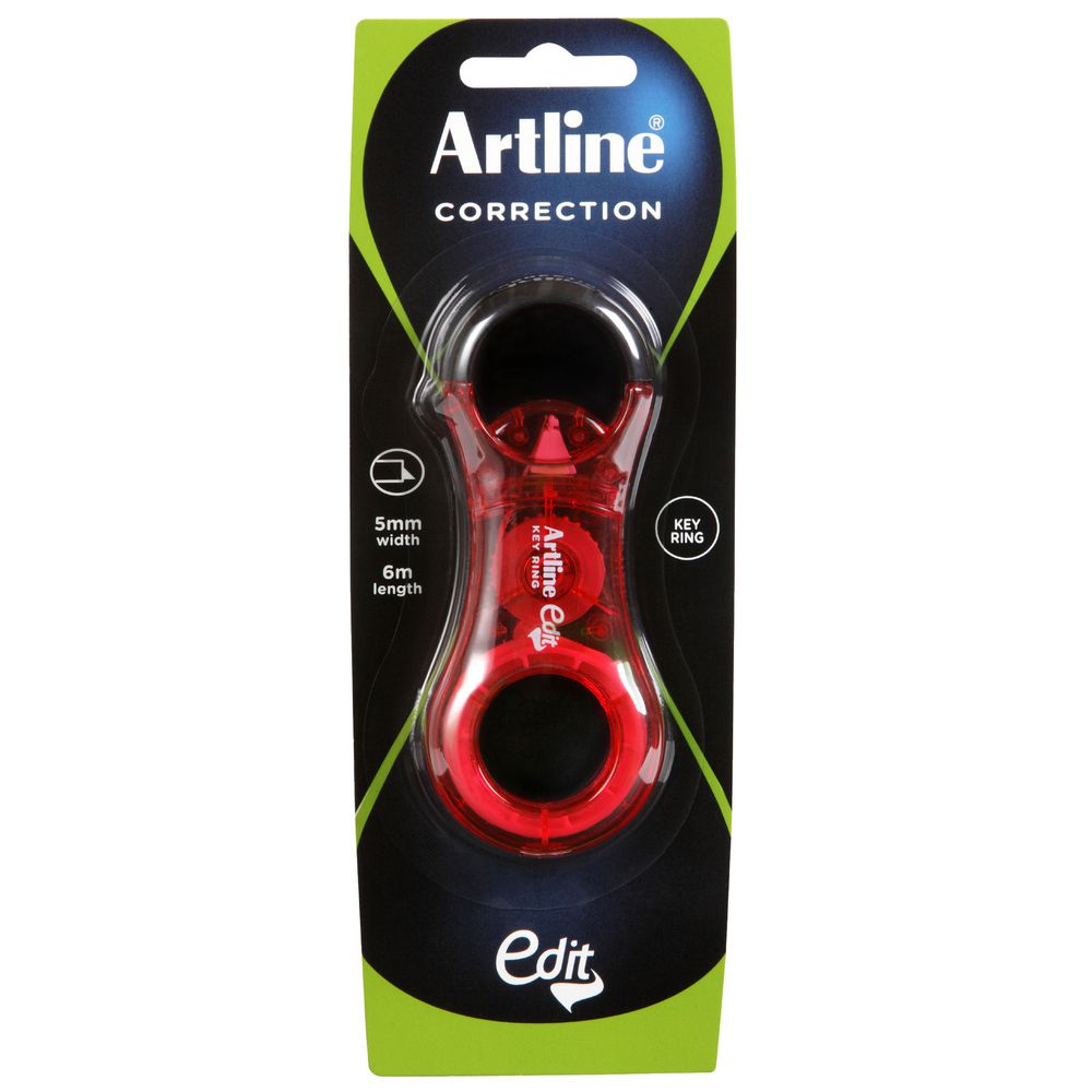 Artline Edit Keyring Correction Tape Red