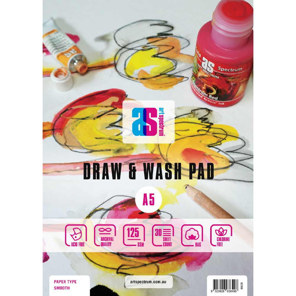 Art Spectrum A5 Draw and Wash Pad Smooth 125gsm 60 Page