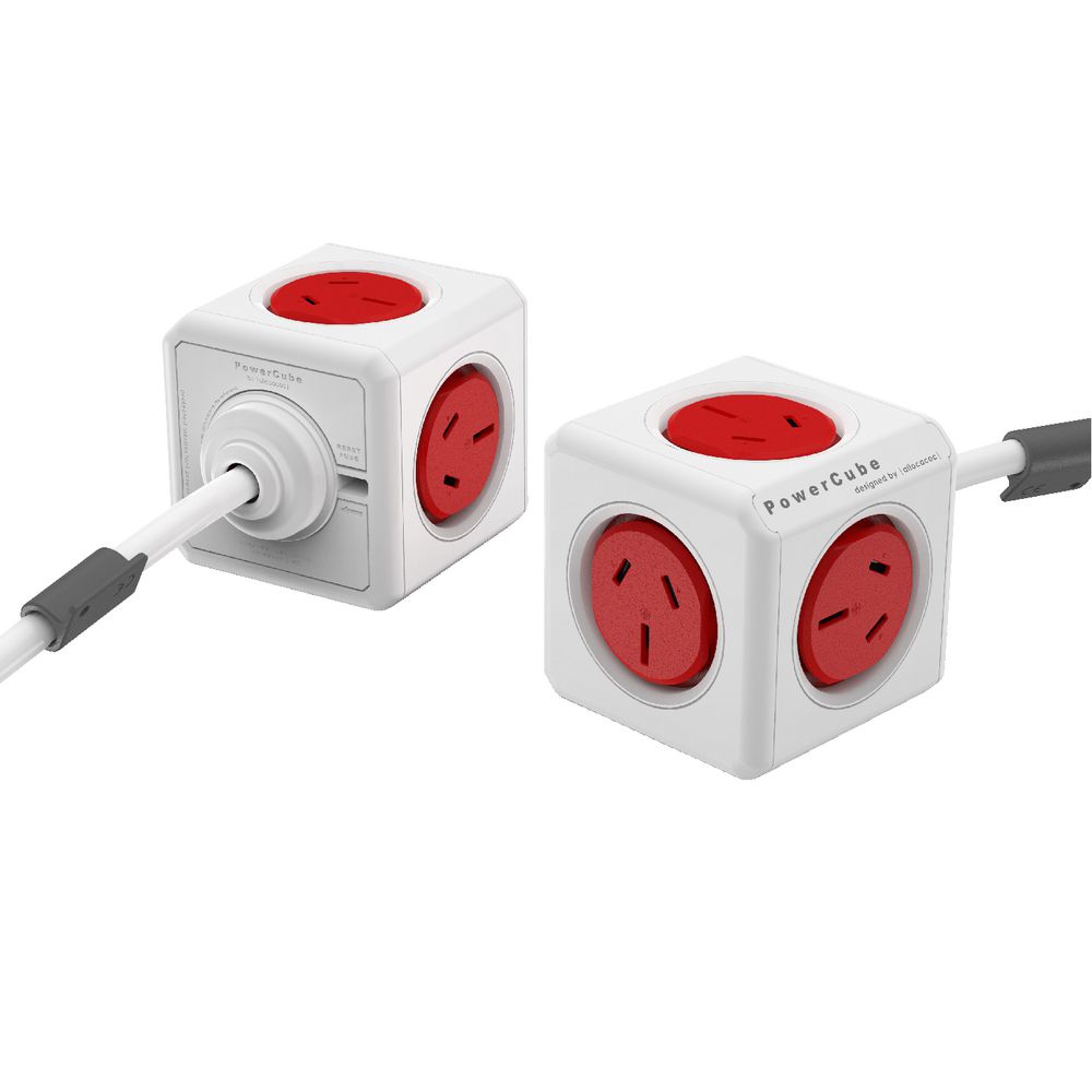 Allocacoc PowerCube 5 Power Outlets 3m Red