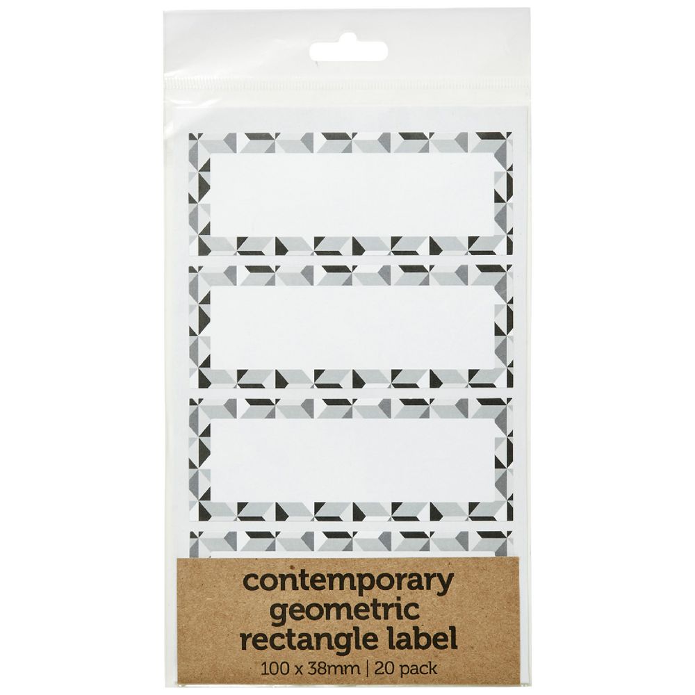 Contemporary Geometric Rectangle Label 100 x 38mm 20 Pack