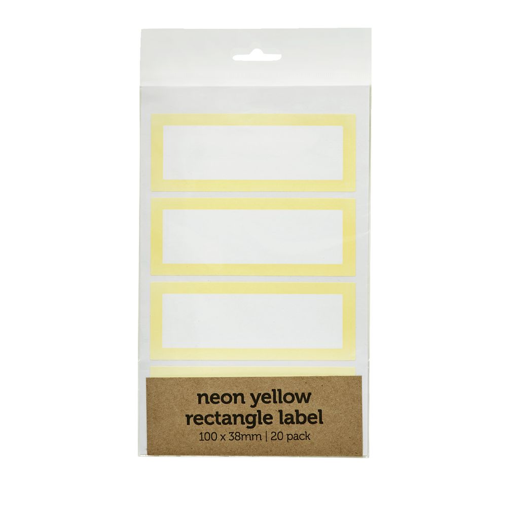 Rectangle Label 100 x 38mm 20 Pack Neon Yellow